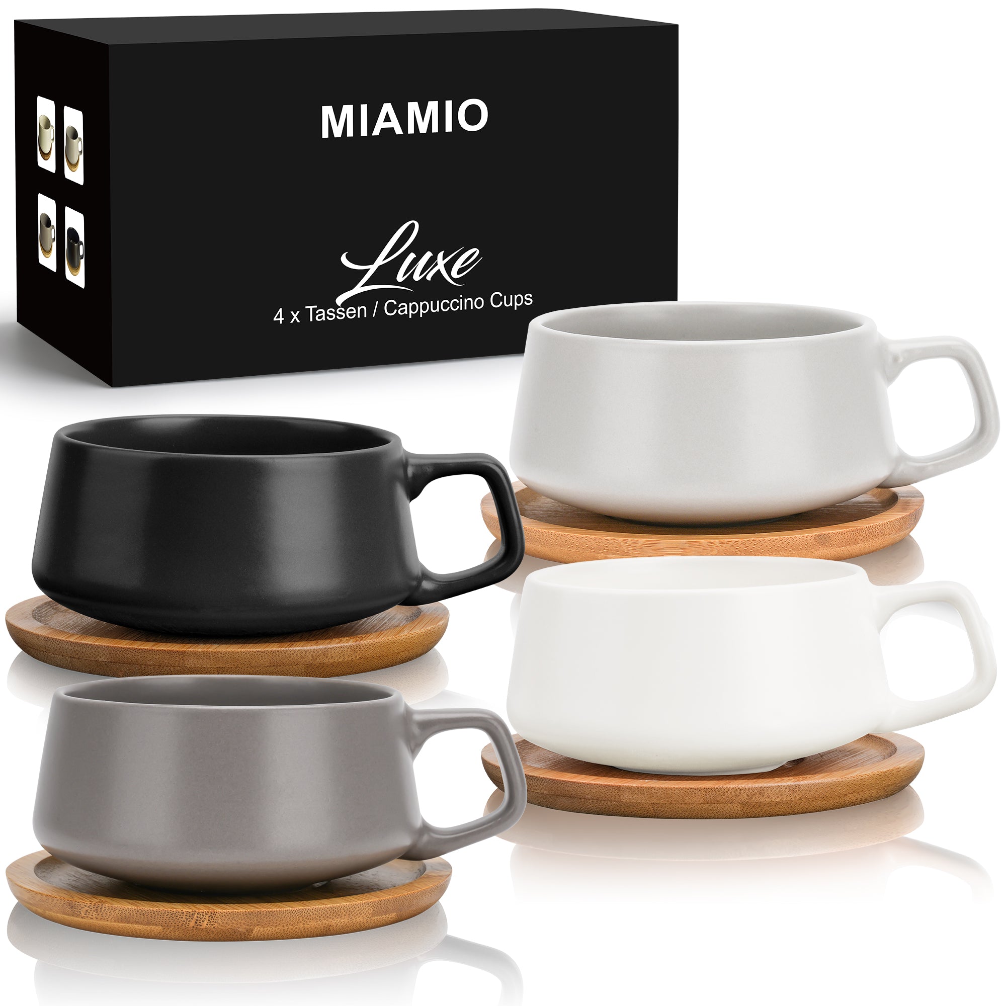 Cappuccinotassen Luxe Aus Keramik 4er Set Groß | MIAMIO