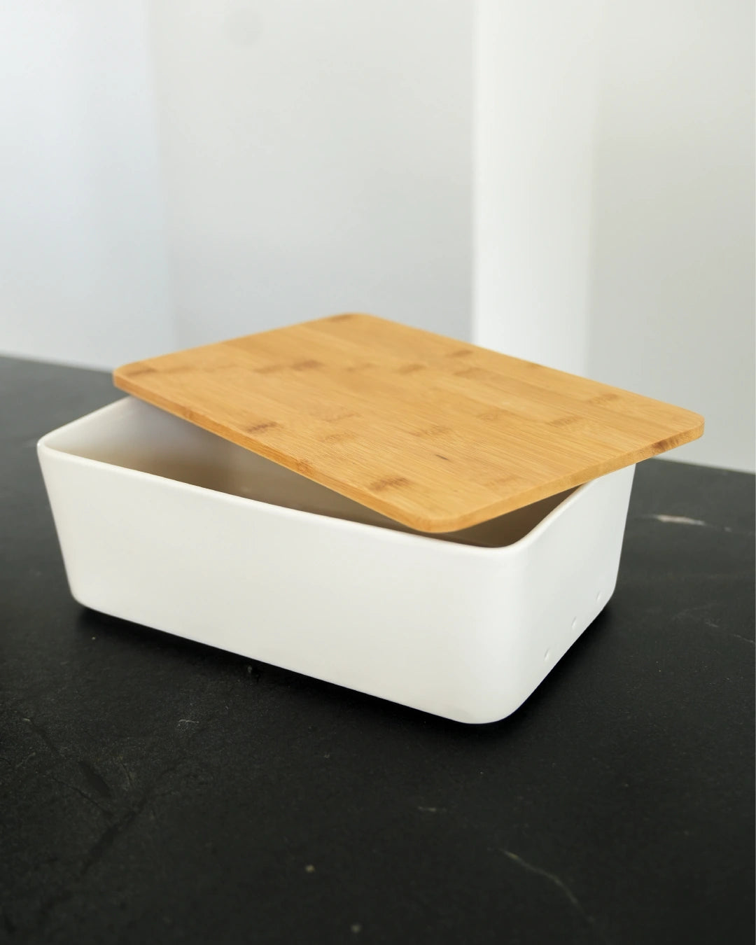 Brotbox Keramik mit Bambusdeckel