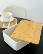 Brotbox Keramik mit Bambusdeckel