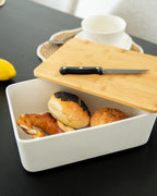 Brotbox Keramik mit Bambusdeckel