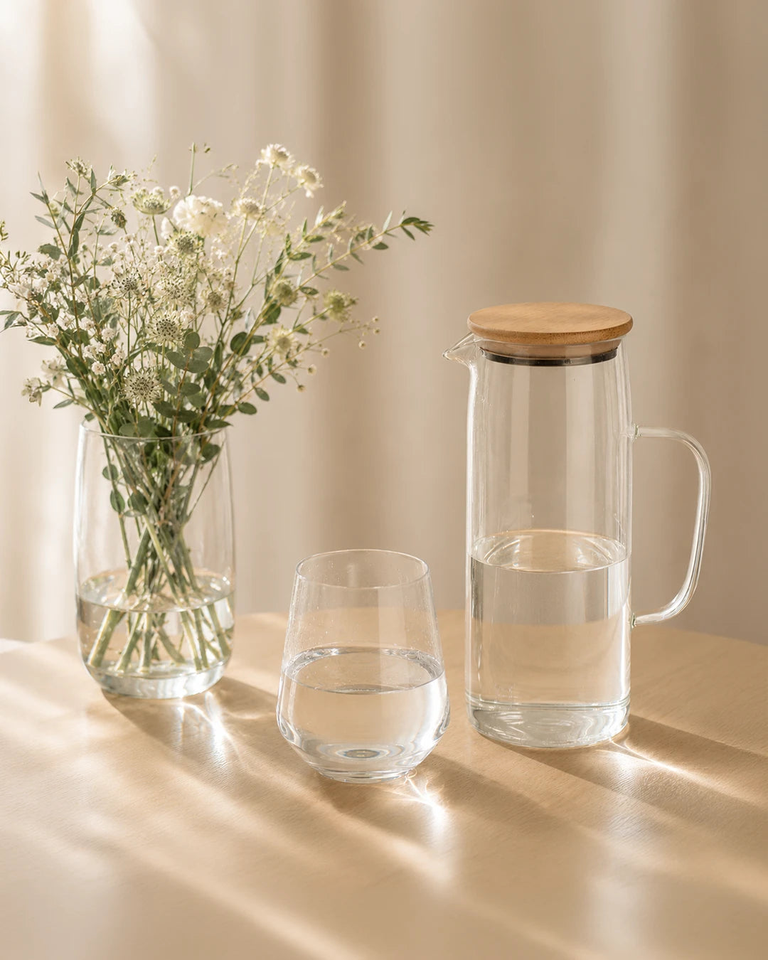 Glaskaraffe mit Holzdeckel 1000 ml