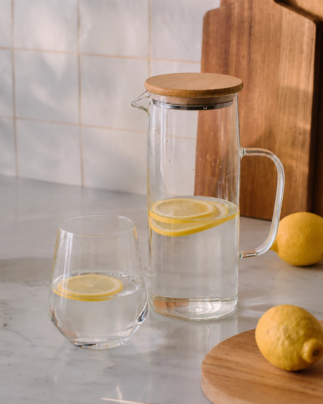 Glaskaraffe mit Holzdeckel 1000 ml