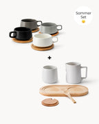 Miamio Cappuccinotassen Set Keramik mit Milch- und Zucker-Set