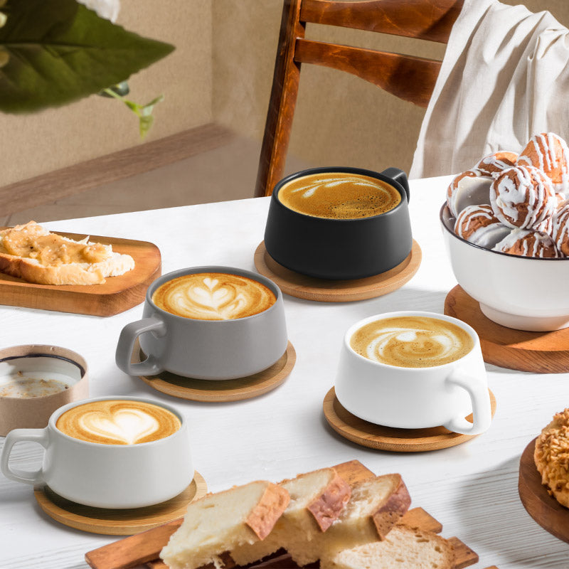 Miamio Cappuccinotassen Set Keramik mit Milch- und Zucker-Set