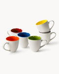 Miamio Kaffeetassen weiß Le Papillon 6er Set Keramik innen bunt 350ml