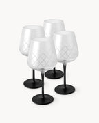 Miamio Rotweinglaser Crystaluna 4er Set Glas mit schwarzem Fuß