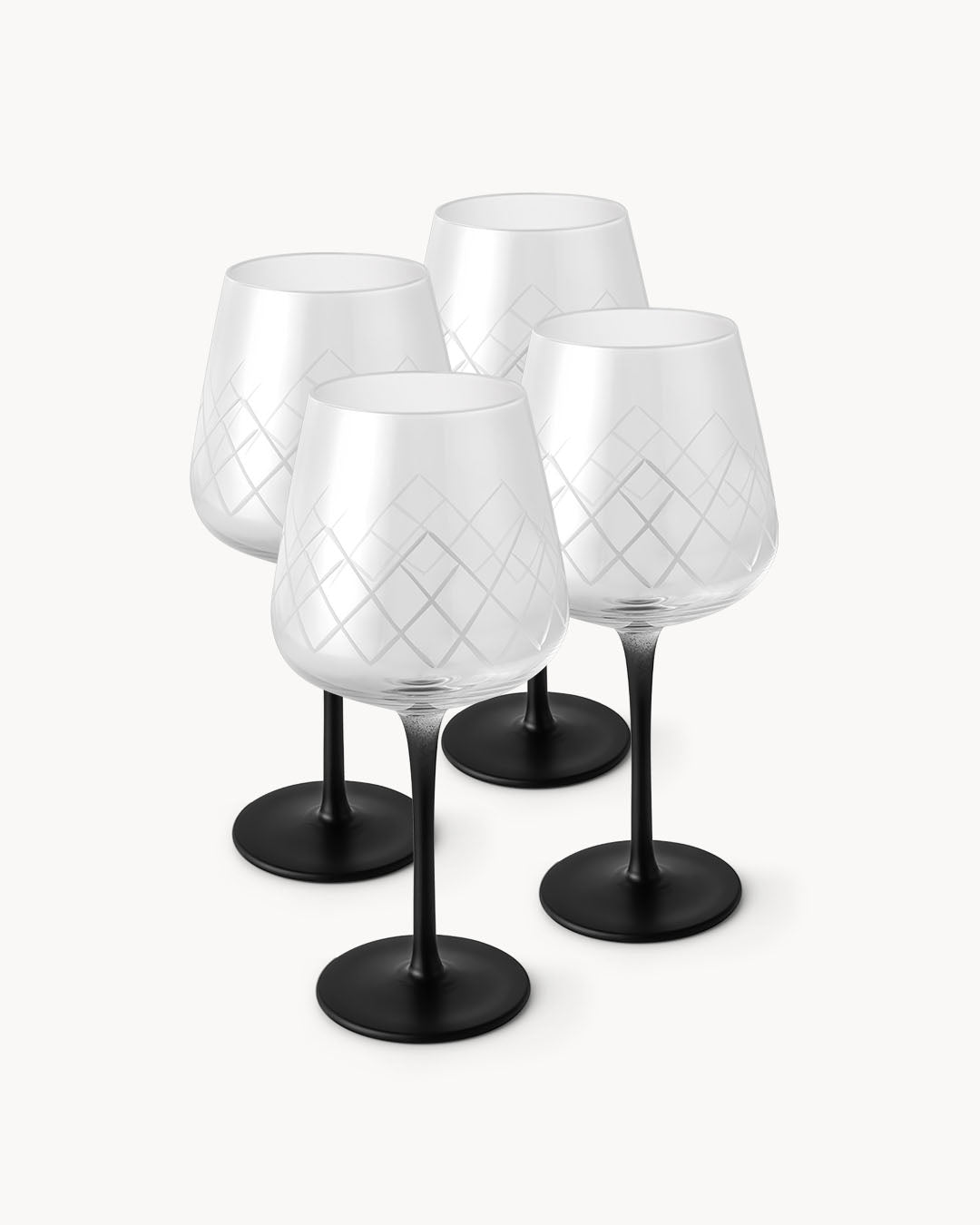 Miamio Rotweinglaser Crystaluna 4er Set Glas mit schwarzem Fuß